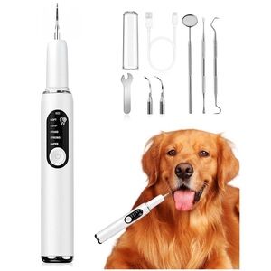 NEW! Electric Ultrasonic Plaque Remover Kit for Dogs 5 Modes 2 Cleaning Heads
